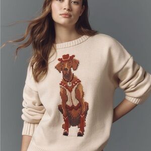 Anthropologie Porridge Pullover Jolene dog sweater in western dog style